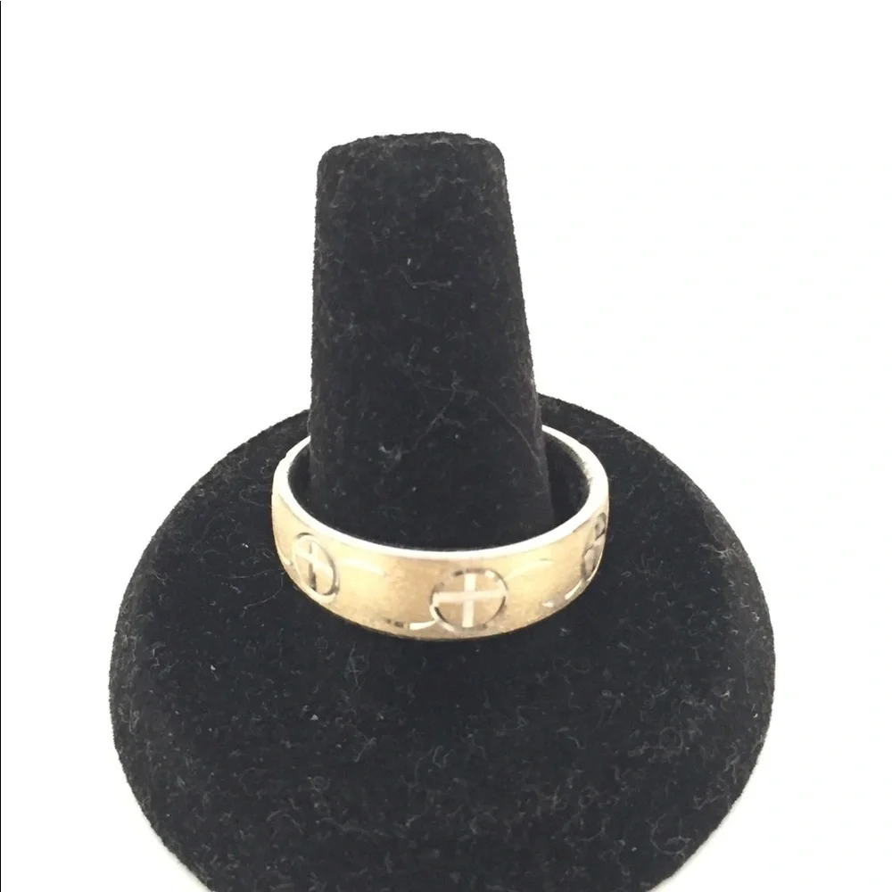 Men’s Diamond Cut SS  & 14k Etched Bang Ring